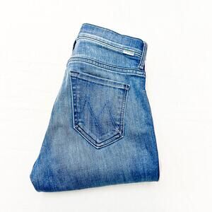 Mother Insider Crop Step Fray Good Girls Race Denim Jean Zip Fly Raw Hem Size 24